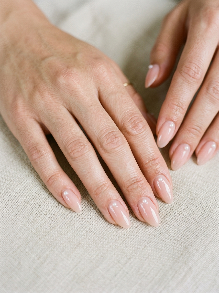 Single Pearl Accent Nails